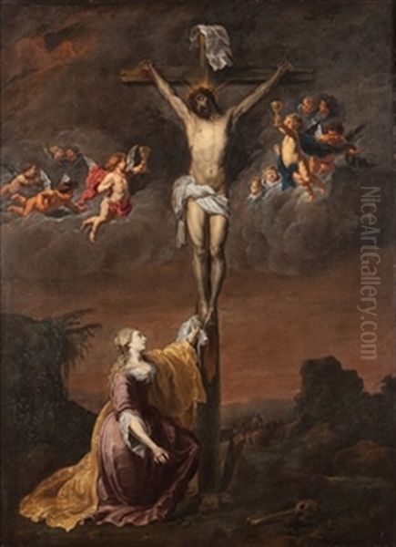 Cristo En La Cruz Con La Magdalena Oil Painting by Willem van, the Elder Herp