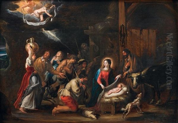 L'adoration Des Bergers Oil Painting by Willem van, the Elder Herp