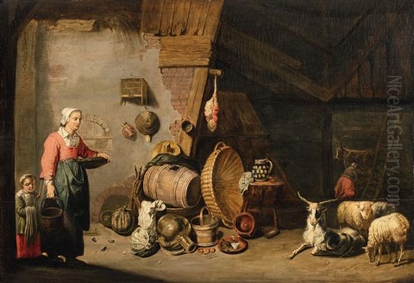 Stable Scene With Still Life Oil Painting by Willem van, the Elder Herp