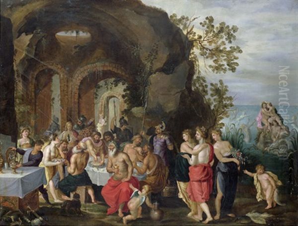 Gottermahl (die Hochzeit Von Peleus Und Thetis) Oil Painting by Willem van, the Elder Herp