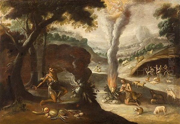 El Sacrificio De Cain Y Abel Oil Painting by Willem van, the Elder Herp