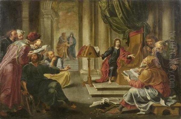 Christus Von Den Schriftgelehrten Umgeben Oil Painting by Willem van, the Elder Herp