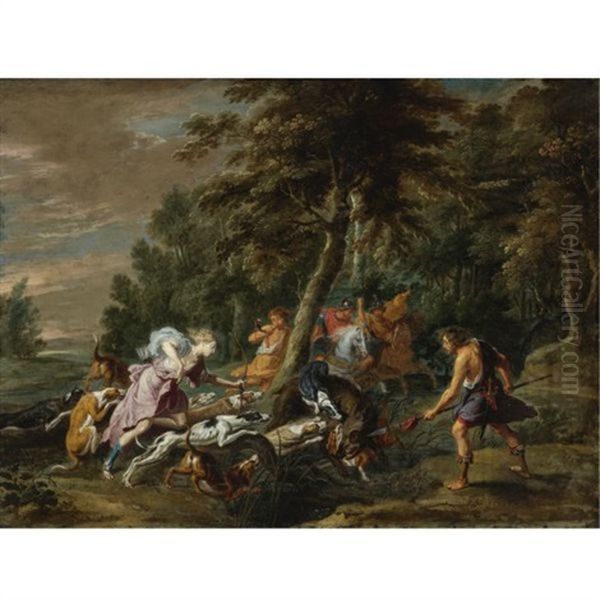The Calydonian Boar Hunt Oil Painting by Willem van, the Elder Herp