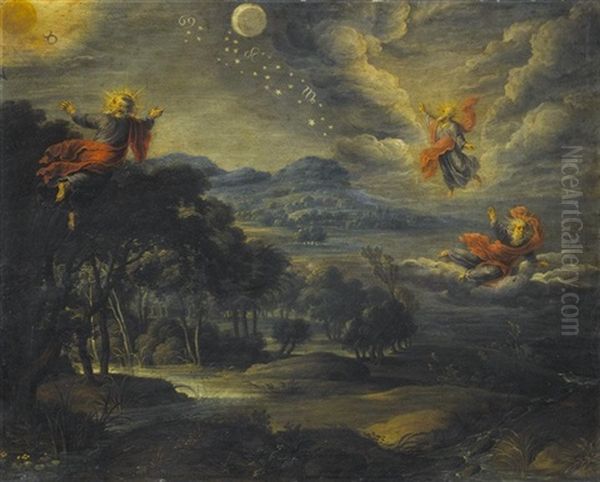 The Creation Of Heaven, Earth And Water Oil Painting by Willem van, the Elder Herp