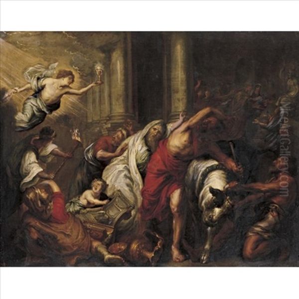 The Triumph Of The Eucharist Over Pagan Sacrifices Oil Painting by Willem van, the Elder Herp