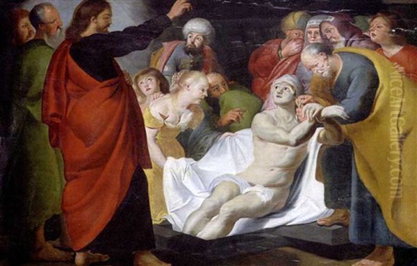 La Resurrection De Lazare Oil Painting by Willem van, the Elder Herp
