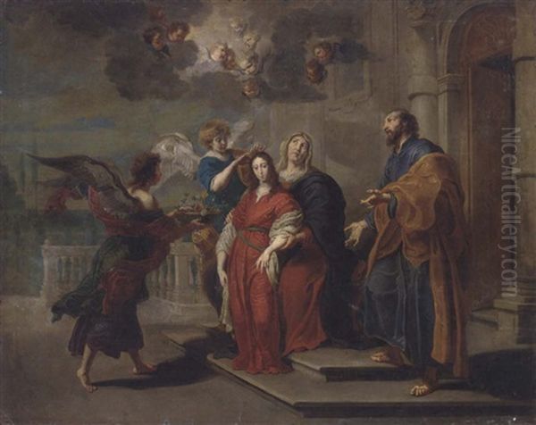 Angels Preparing The Virgin For The Presentation In The Temple Oil Painting by Willem van, the Elder Herp