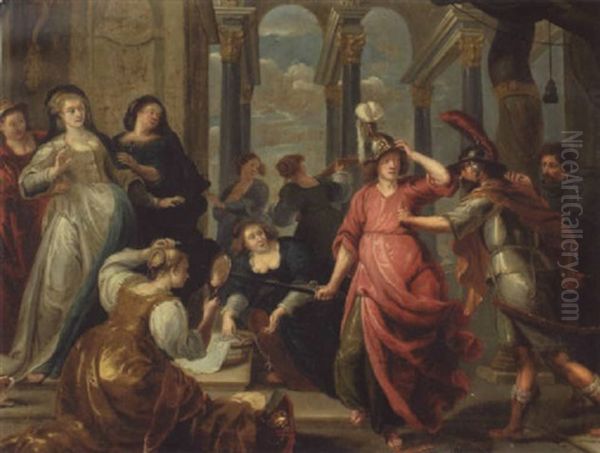 Mars Versucht Minerva Zuruckhalten Oil Painting by Willem van, the Elder Herp