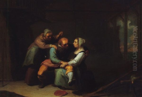 An Interior With A Procuress, An Old Man And A Girl Oil Painting by Willem van, the Elder Herp