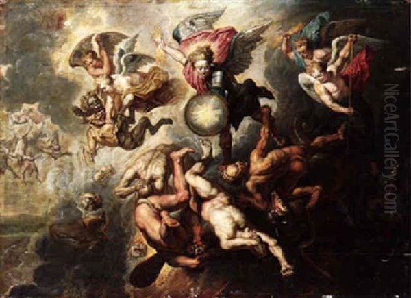The Archangel Michael Triumphing Over Evil Oil Painting by Willem van, the Elder Herp