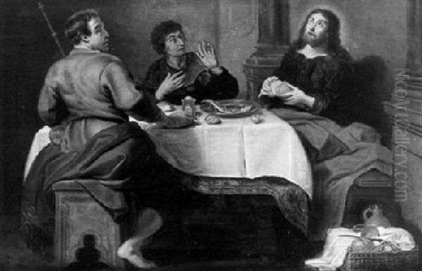 Le Christ De Les Pelerins D'emmaus Oil Painting by Willem van, the Elder Herp