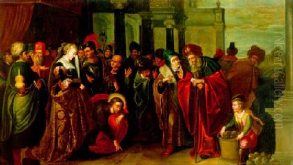 Le Christ Et La Femme Adultere Oil Painting by Willem van, the Elder Herp