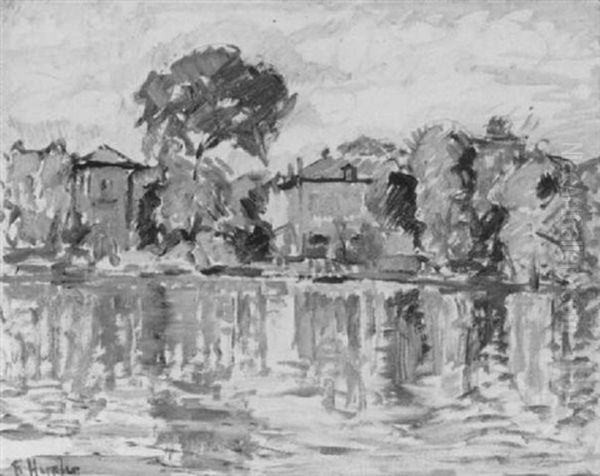 Hauser An Der Alster Oil Painting by Fritz Herpfer