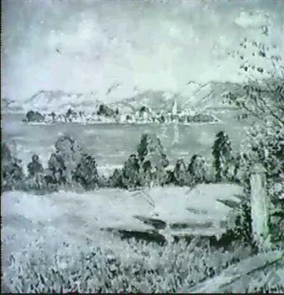 Blick Auf Die Fraueninsel Im Chiemsee Oil Painting by Fritz Herpfer
