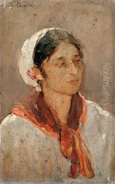 Flower Girl Oil Painting by Cesar Maria Herrer Marcher