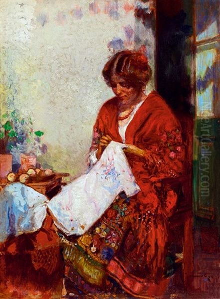 Spanish Woman Oil Painting by Cesar Maria Herrer Marcher