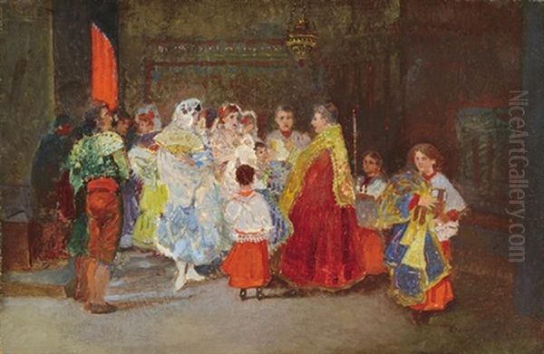 Baptism Oil Painting by Cesar Maria Herrer Marcher