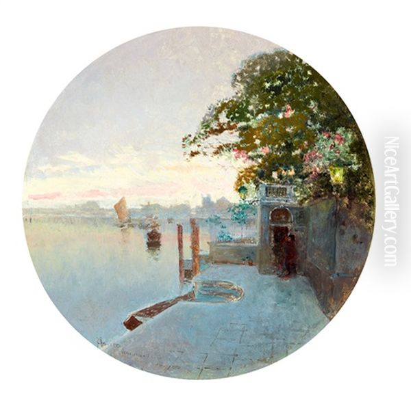 Sunset In Venice Oil Painting by Cesar Maria Herrer Marcher