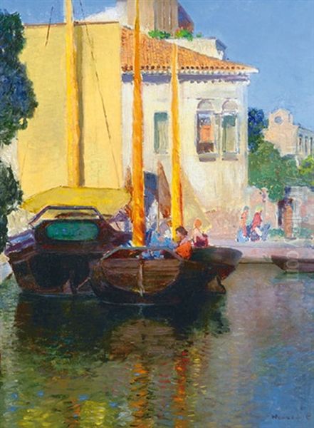 Venetian Sailers Oil Painting by Cesar Maria Herrer Marcher