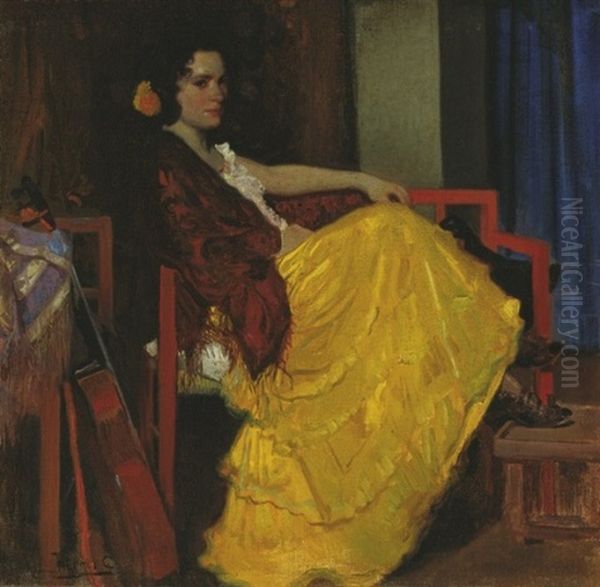 Spanyol Szepseg (spanish Beauty) Oil Painting by Cesar Maria Herrer Marcher