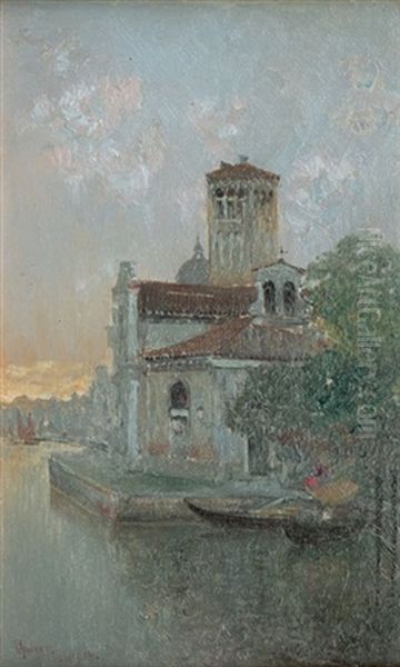 Abendstimmung Am Canale Grande In Venedig Oil Painting by Cesar Maria Herrer Marcher