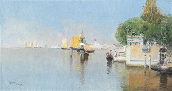 In Der Lagune Von Venedig Oil Painting by Cesar Maria Herrer Marcher