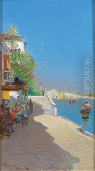 Ansicht Von Venedig Am Canal Grande Oil Painting by Cesar Maria Herrer Marcher