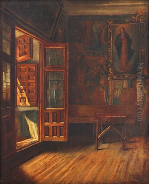 Interior Scene Oil Painting by Joaquin Ma. Herrer