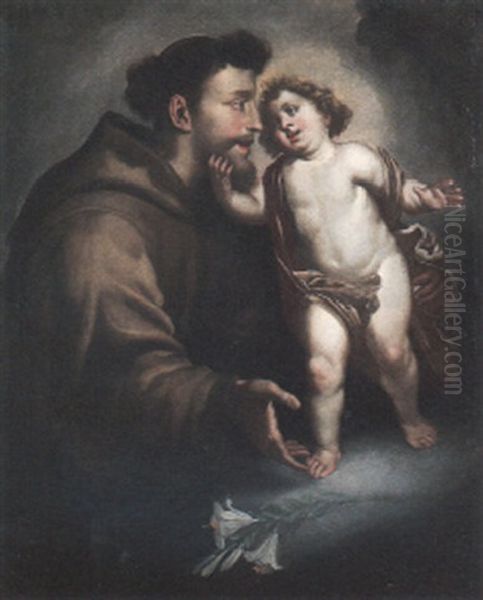 Saint Francis And The Christ Child Oil Painting by Francisco (El Mozzo) Herrera the Younger