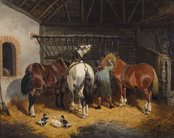 Feeding Time Oil Painting by John Frederick Herring