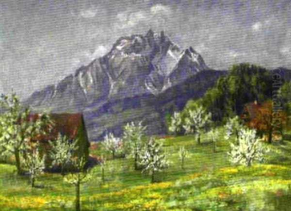 Langacher Ob Horw Oil Painting by Caspar Josef Herrmann