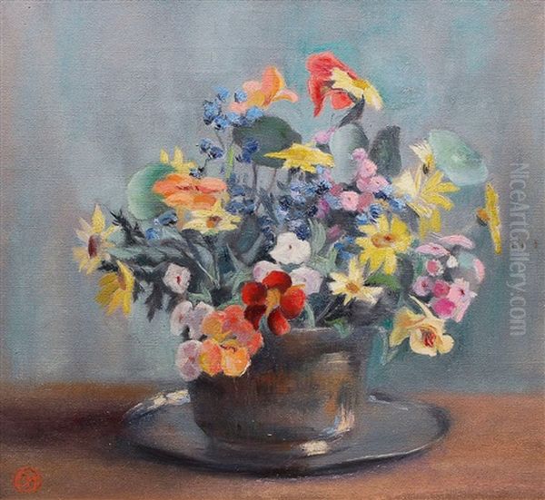 Bunter Wiesenstraus Oil Painting by Curt Herrmann