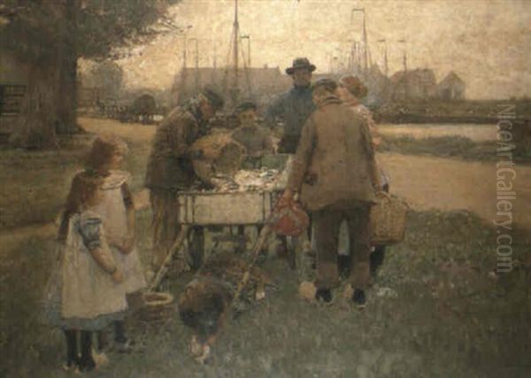 Vendedor De Pescado Oil Painting by Hans Herrmann