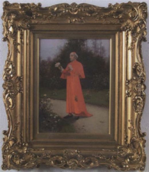 The Cardinal Oil Painting by Leo Herrmann