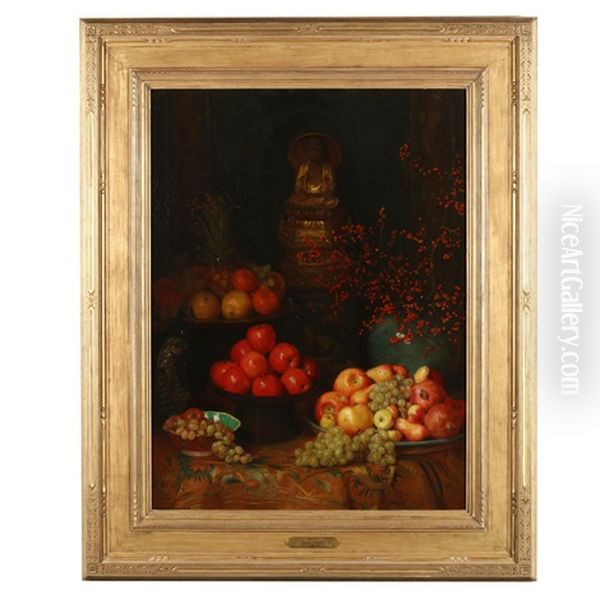 Still Life With Buddha And Fruit Oil Painting by Albert Herter