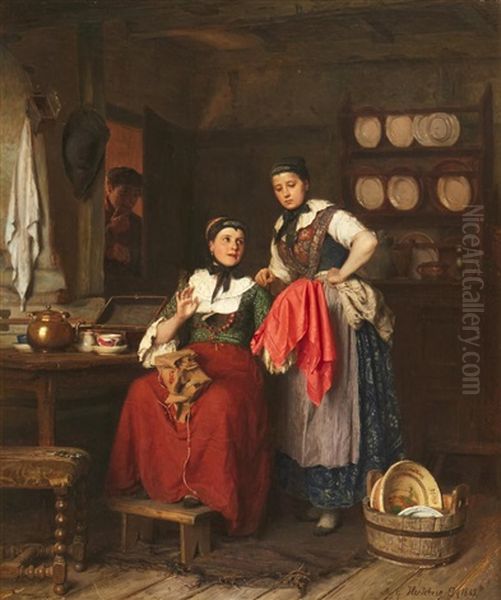 Brudgavan Oil Painting by Axel Gustav Hertzberg