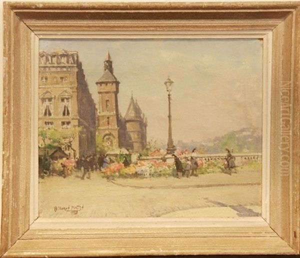 Le Marche Aux Fleurs Oil Painting by Jules-Alfred Herve-Mathe