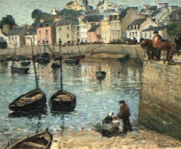 Le Port De Douarnenez Oil Painting by Jules-Alfred Herve-Mathe