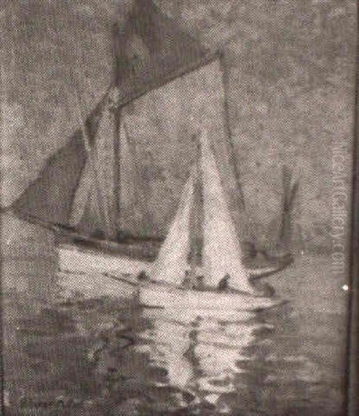 Harbour Scene Oil Painting by Jules-Alfred Herve-Mathe