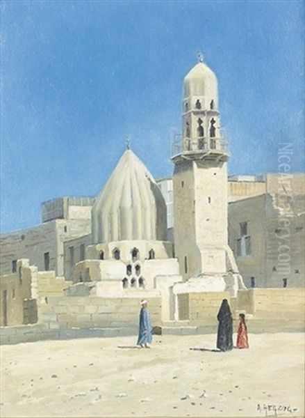 Ansicht Einer Nordafrikanischen Stadt Mit Moschee Oil Painting by Arthur Charles Henri Herzog