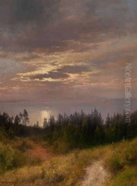 View To The Sea Oil Painting by Hermann Herzog