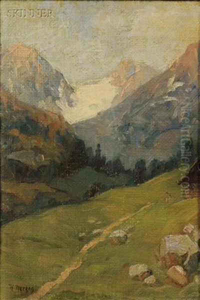 Alpine (study) Oil Painting by Hermann Herzog