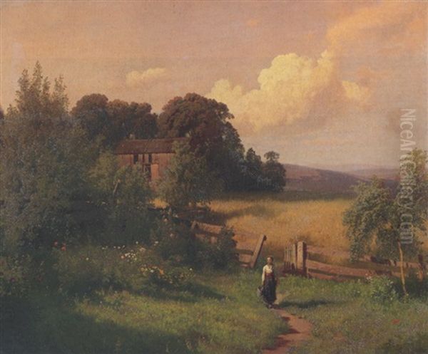 The Hill Farm, Pike County, Pennsylvania Oil Painting by Hermann Herzog