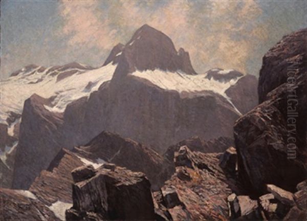 Der Triglav, Vom Gipfel Des Razans, Julische Alpen Oil Painting by Bruno Hess