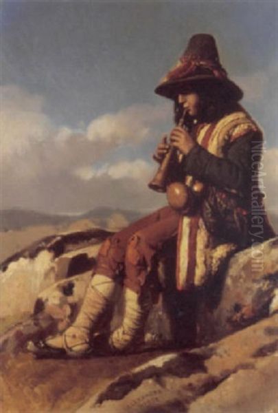 The Young Shepherd Oil Painting by Alexandre-Jean-Baptiste Hesse
