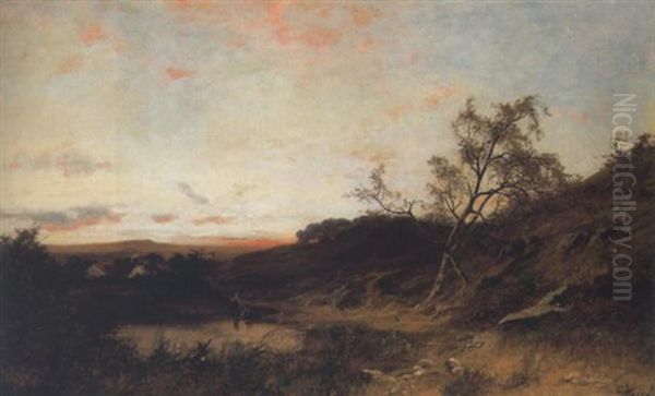 Sommerliche Hugellandschaft Im Abendrot Oil Painting by Georg Hesse