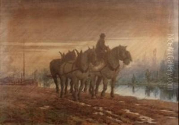 Cavalli Al Traino Oil Painting by Antoine Barbier