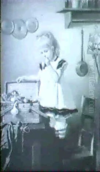 Die Kirschen-naschkatze Oil Painting by Gustav August Hessl