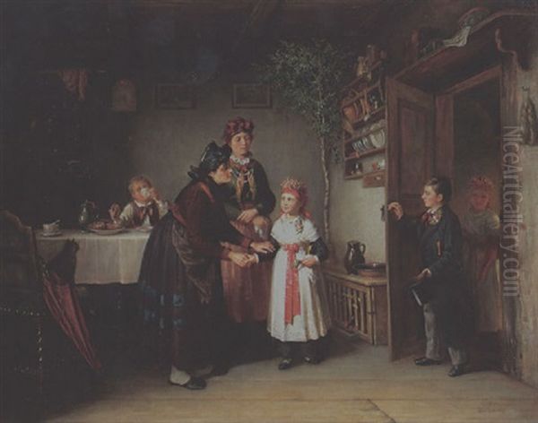 Vorbereitung Zum Fronleichnamsfest Oil Painting by Karl Hetz