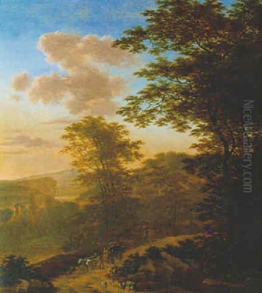 Suedliche Landschaft Im Abendlicht Mit Heimkehrender Herde Oil Painting by Willem de Heusch